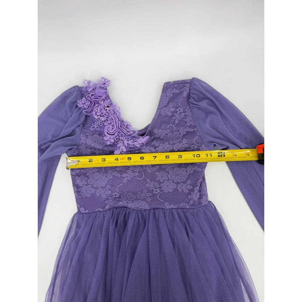 Weissman Showtime Purple Dance Costume Hear You Me Babydoll Dress Floral Lace